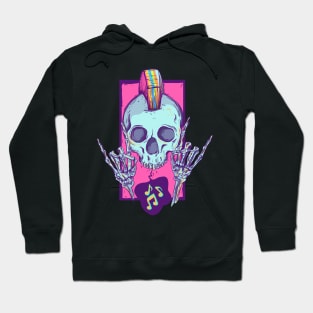 Rock on punk skull Hoodie